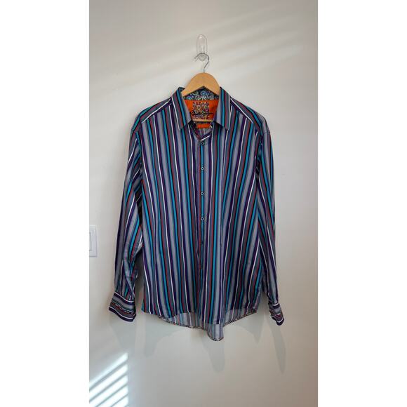 Robert Graham Multicolor Stripe Button-Down Shirt – Size XL - Picture 2 of 10